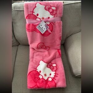 Hello Kitty Pink Faux Fur Bow Blanket